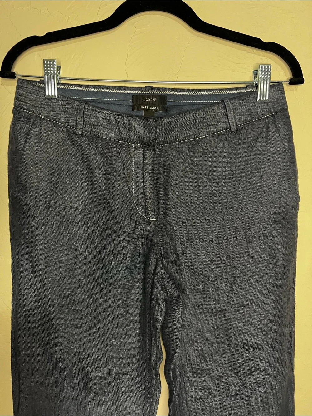 J.Crew Café Capri Blue Linen Blend Slim Crop Office Career Preppy Pants
